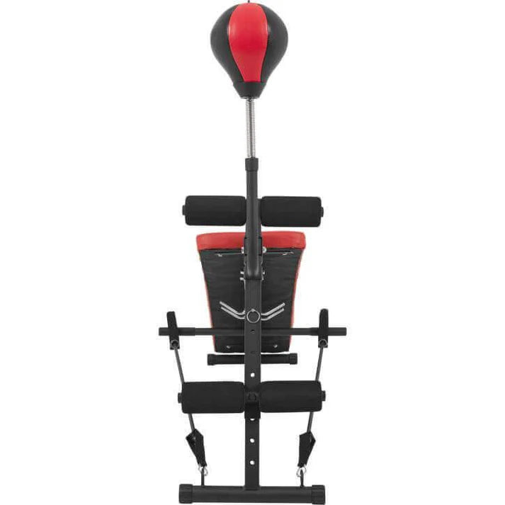 Banc assis pliable avec punching ball noir/rouge