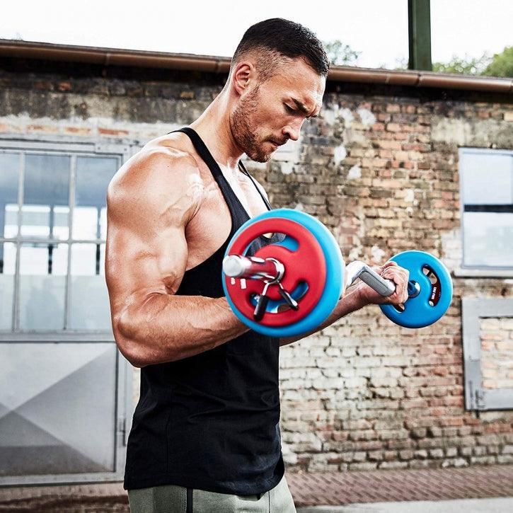 Hantelset inkl. 2 Kurzhanteln, SZ Curlstange und Federverschluss Chrom