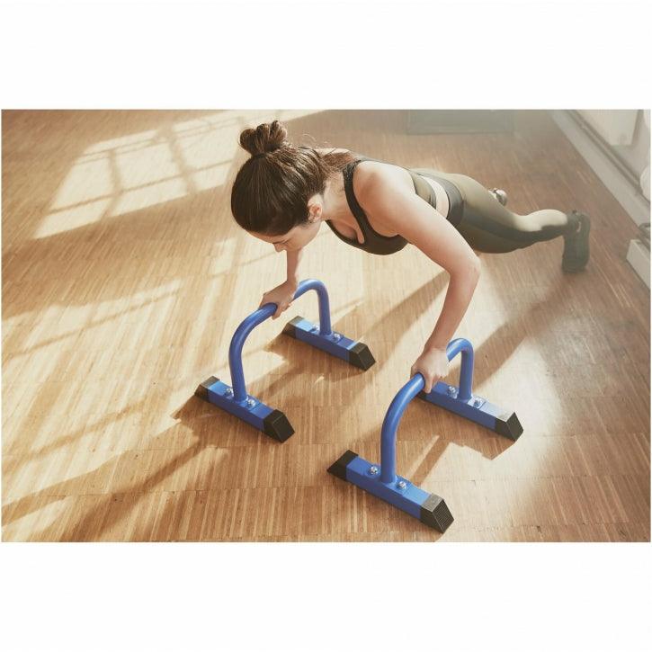 Push Up Parallettes Schwarz/Blau/Rot - Gorilla Sports Schweiz