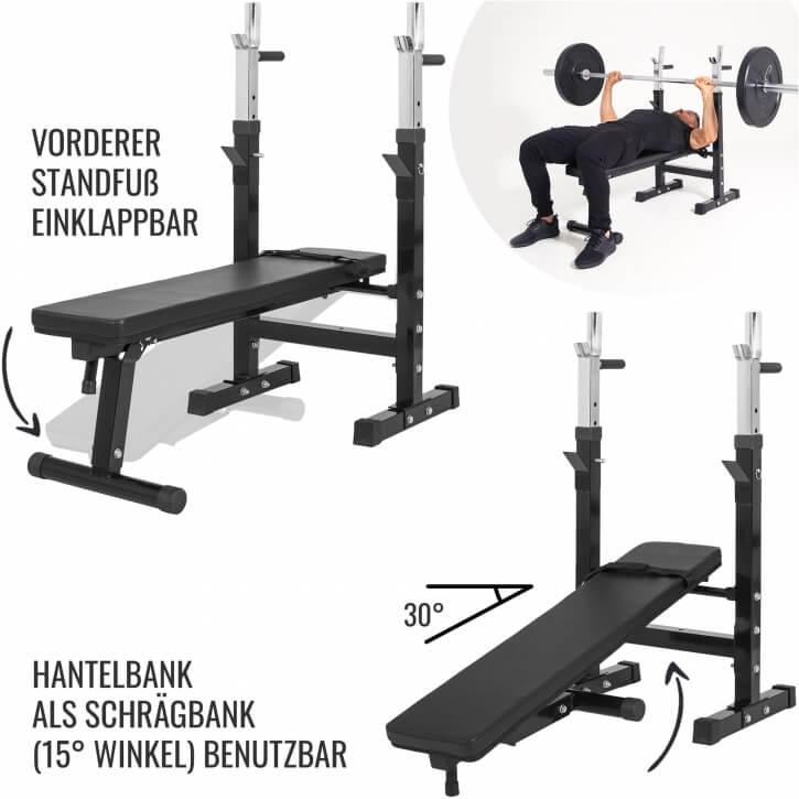 Hantelbank mit Ablage Kunststoff-Grip 100 kg - Gorilla Sports Schweiz