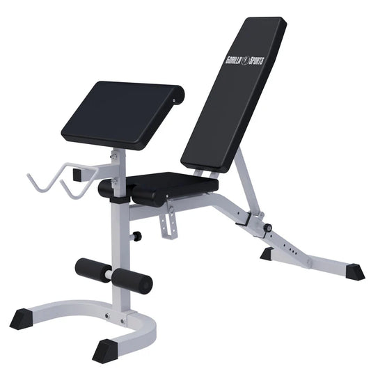 Banc inclinable réglable avec bureau curl blanc