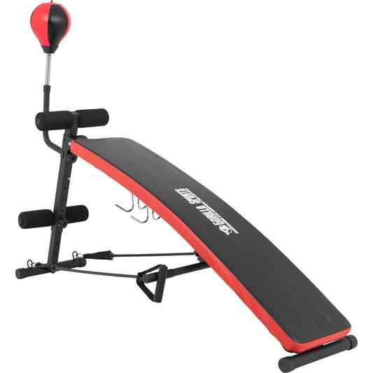 Sit Up Bank klappbar mit Punchingball Schwarz/Rot - Gorilla Sports Schweiz