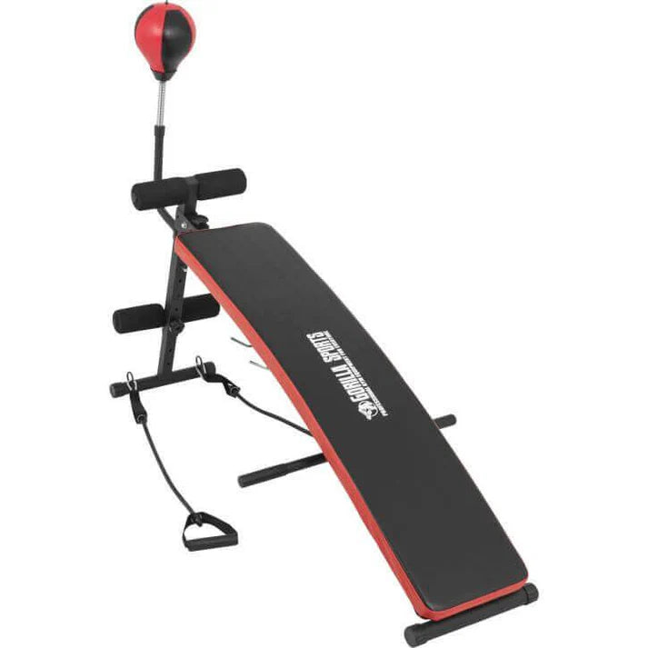 Sit Up Bank klappbar mit Punchingball Schwarz/Rot