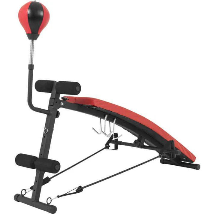 Sit Up Bank klappbar mit Punchingball Schwarz/Rot