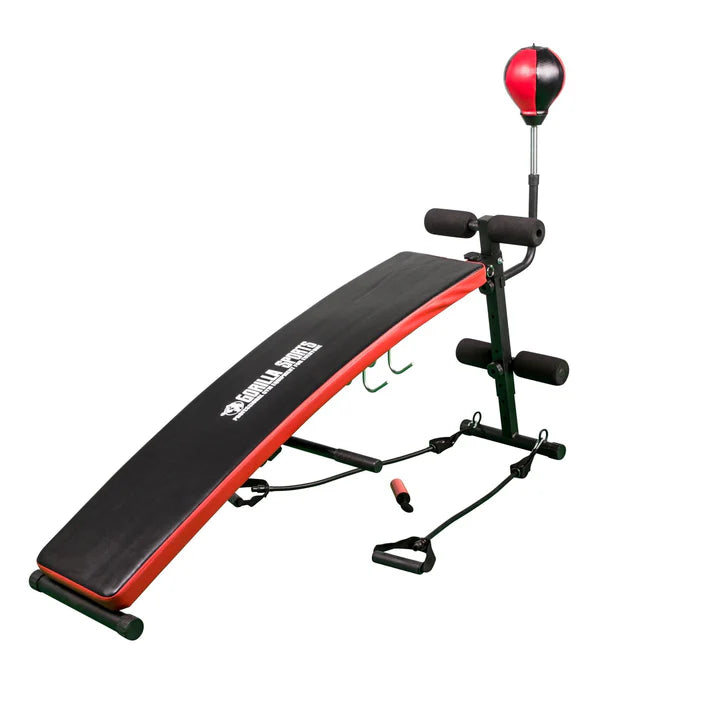 Sit Up Bank klappbar mit Punchingball Schwarz/Rot