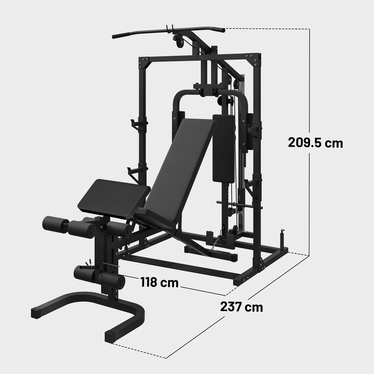 Salle de gym à domicile avec banc de musculation réglable