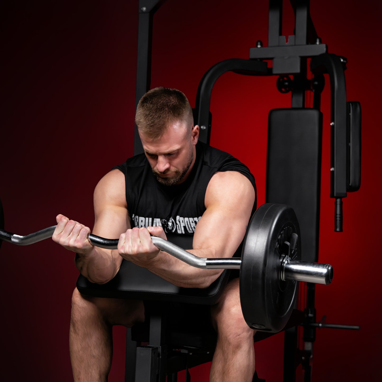 Salle de gym à domicile avec banc de musculation réglable