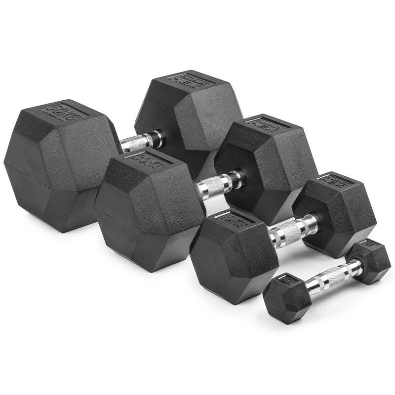 GORILLA SPORTS Haltères Hexagonaux – Fonte Caoutchoutée, Prise Striée, Antidérapants, 2 à 50 Kg, Vendus à L'unité Ou En Ensemble
